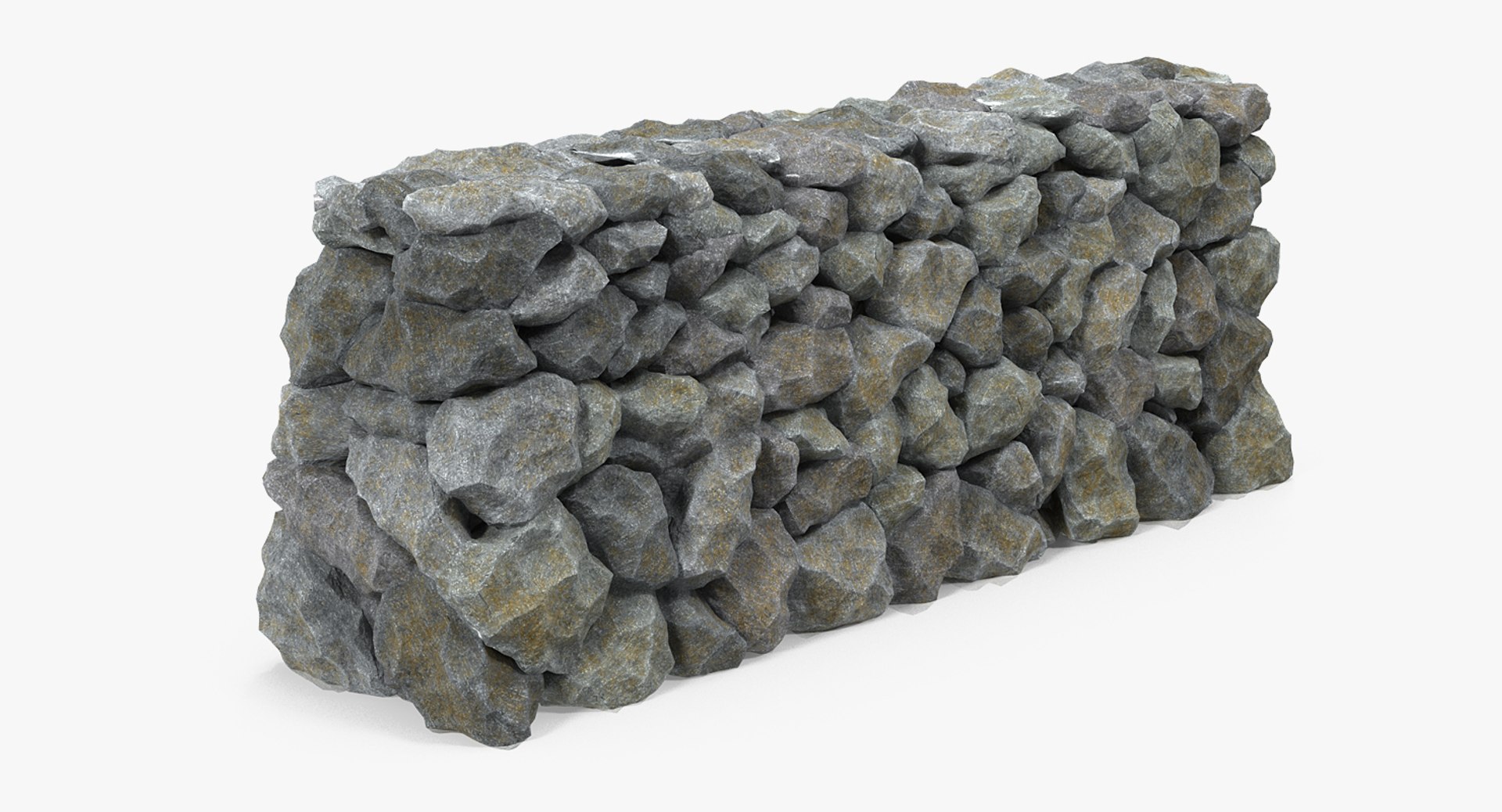 Block Stone Wall 3D model preview