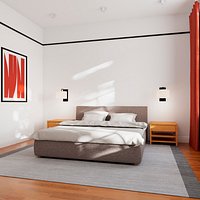 Contemporary Hotel Suite with Nightstands Grey