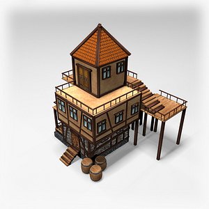 3D medieval tavern polys