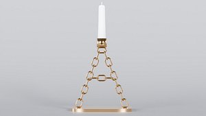 A Chain Bronze Candleholder 3D Model True PBR Renders Zero-Cleanup UV 4 LODs 4K Textures USD FBX GLB