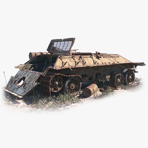 Tank T-34-85 Chassis Rusted 3D
