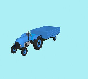 cartoon tractor trailer 3D
