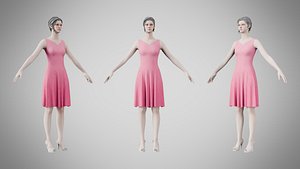 Dress 36 Tickle Me Pink With Design 3D model