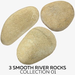 3D 3 smooth river rocks