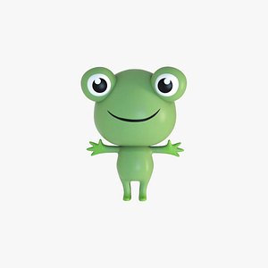 3D Low Poly Cartoon Frog Rigged