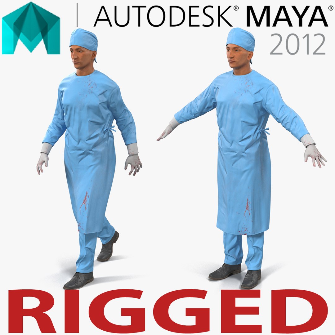 Male Surgeon Mediterranean Rigged 4 for Maya 3D Model 3D model preview
