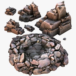 3D Deposits of Tin Ore Stones and Rocks model