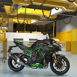 Racing Pit Garage and Sportbike model