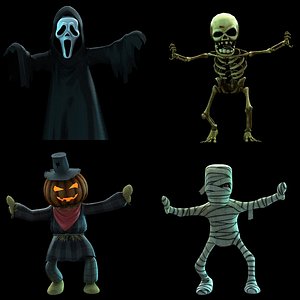 4 cartoon ghost 3d model