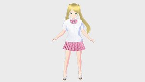 ANIME RIGGED BABY GIRL LOVELY CARTOON SHAPE KEYS T POSE 3D model