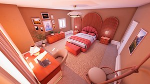 3D Stylized Bedroom - PBR Interior Modular Kit model