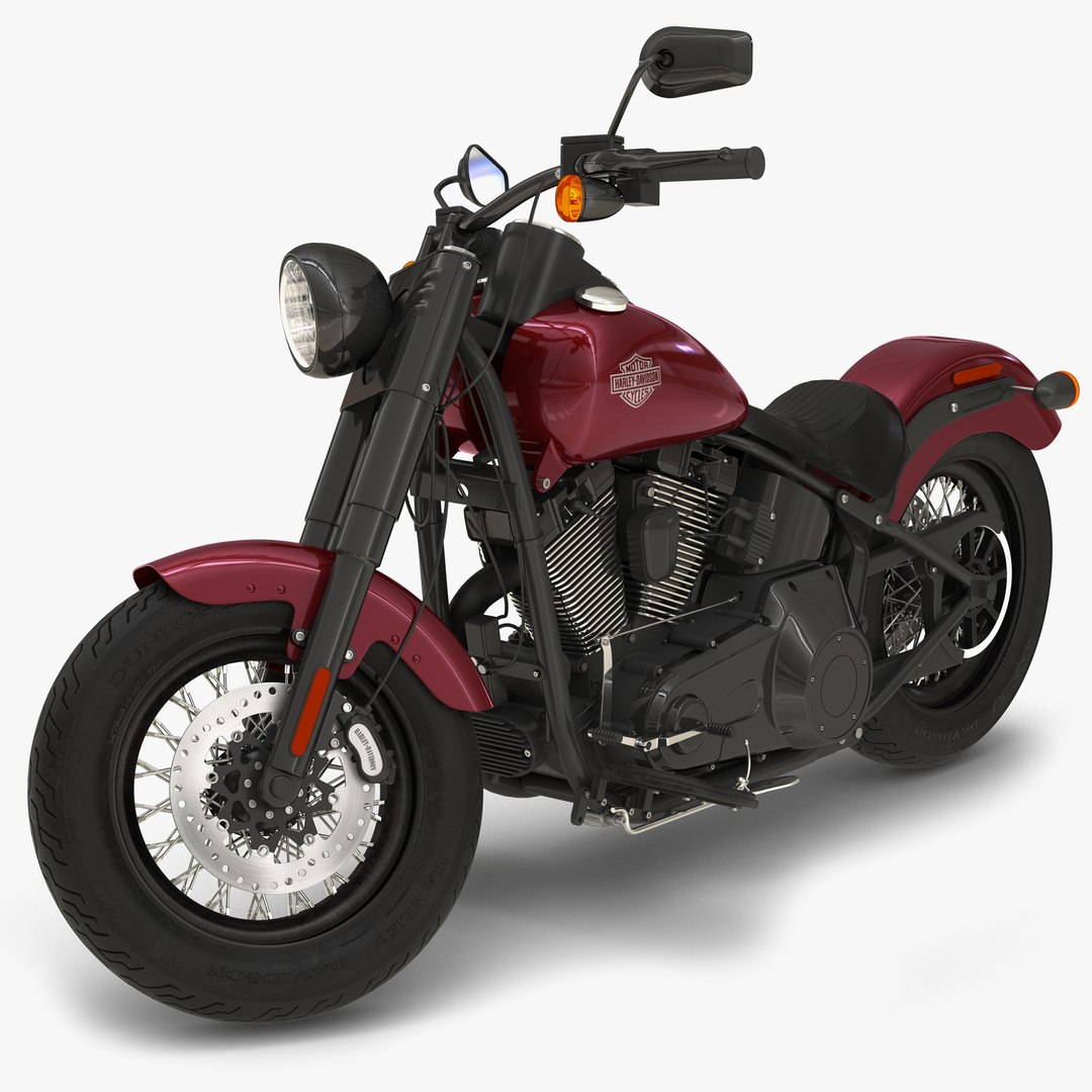 Harley Davidson Softail Slim 2016 Rigged Red 3D Model 3D model preview