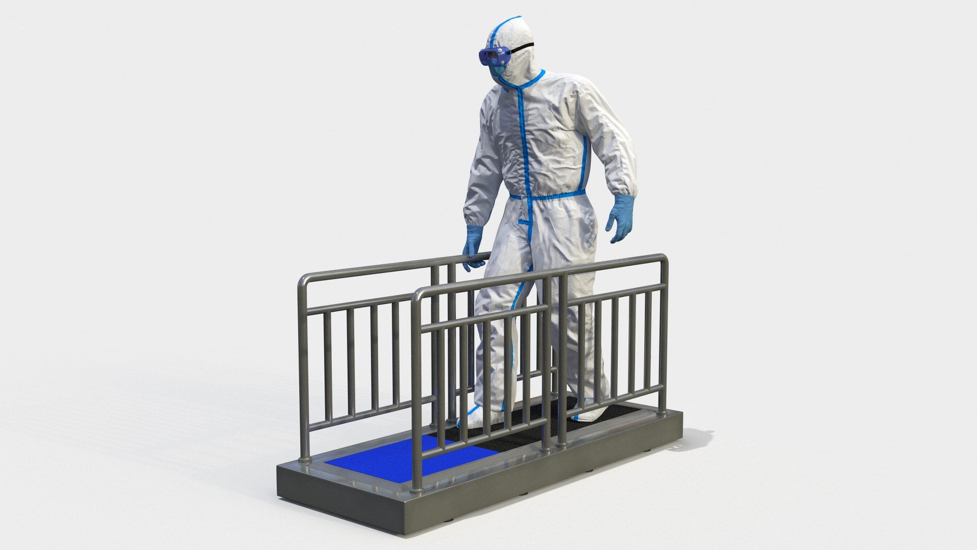 Disposable Protective Suit with Sole Cleaner Rigged for Cinema 4D 3D model preview
