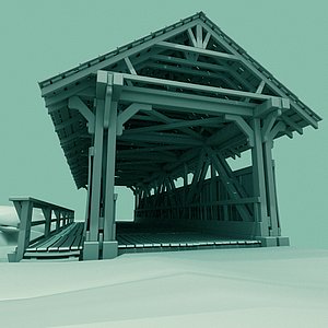 3d model old covered bridge