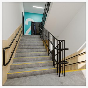 3D model Modern Public Stairwell Interior PBR