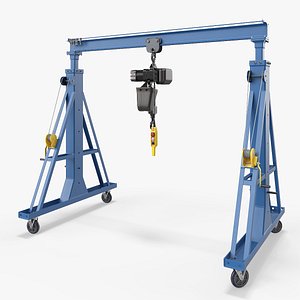 Adjustable Steel Gantry with Powered Chain Hoist Blue