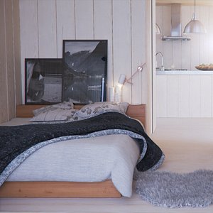 free realistic bed 3d model