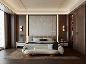 Luxury Modern Chinese Style Bedroom Interior 3D Model 3D model