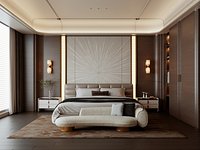 Luxury Modern Chinese Style Bedroom Interior 3D Model