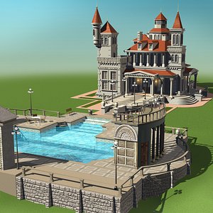 villa buildings houses 3d model