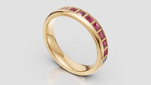 AsscherCut Eternity Ring 3D model