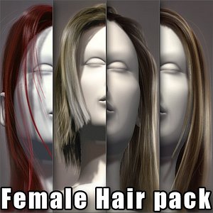 female head hairs pack 3d model