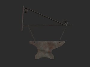 3D rusty medieval blacksmith sign