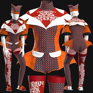 3D ModernHarlequina ConceptualCostume for a BoldWoman