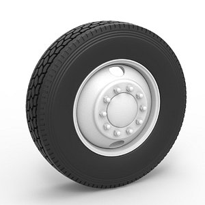 3D Diecast front wheel of old school truck Scale 1 to 25