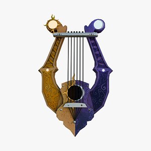 Fantasy Sun and Moon Lyre - Low Poly Game Ready 3D model