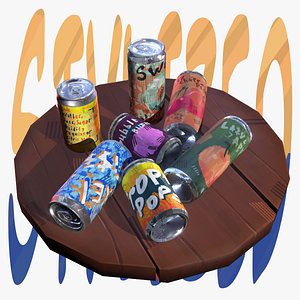 3D Stylized Soda Can Pack model