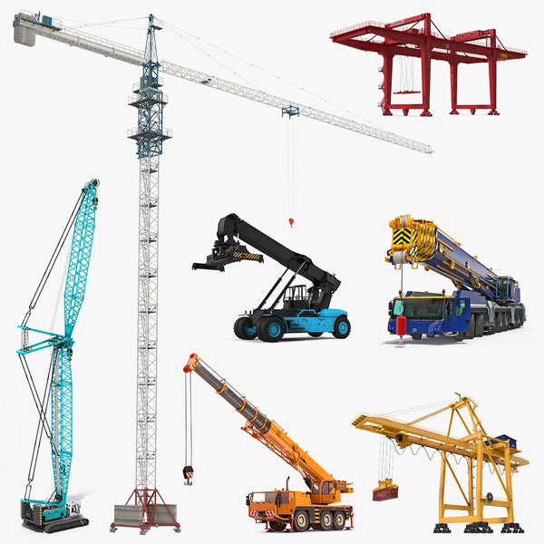 3D cranes 3 rigged