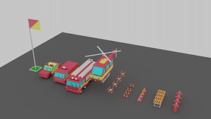 3D vehicles car van helicopter model
