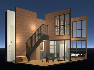 3D model Apartment room in section cut 25-68