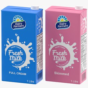 3D milk box set model