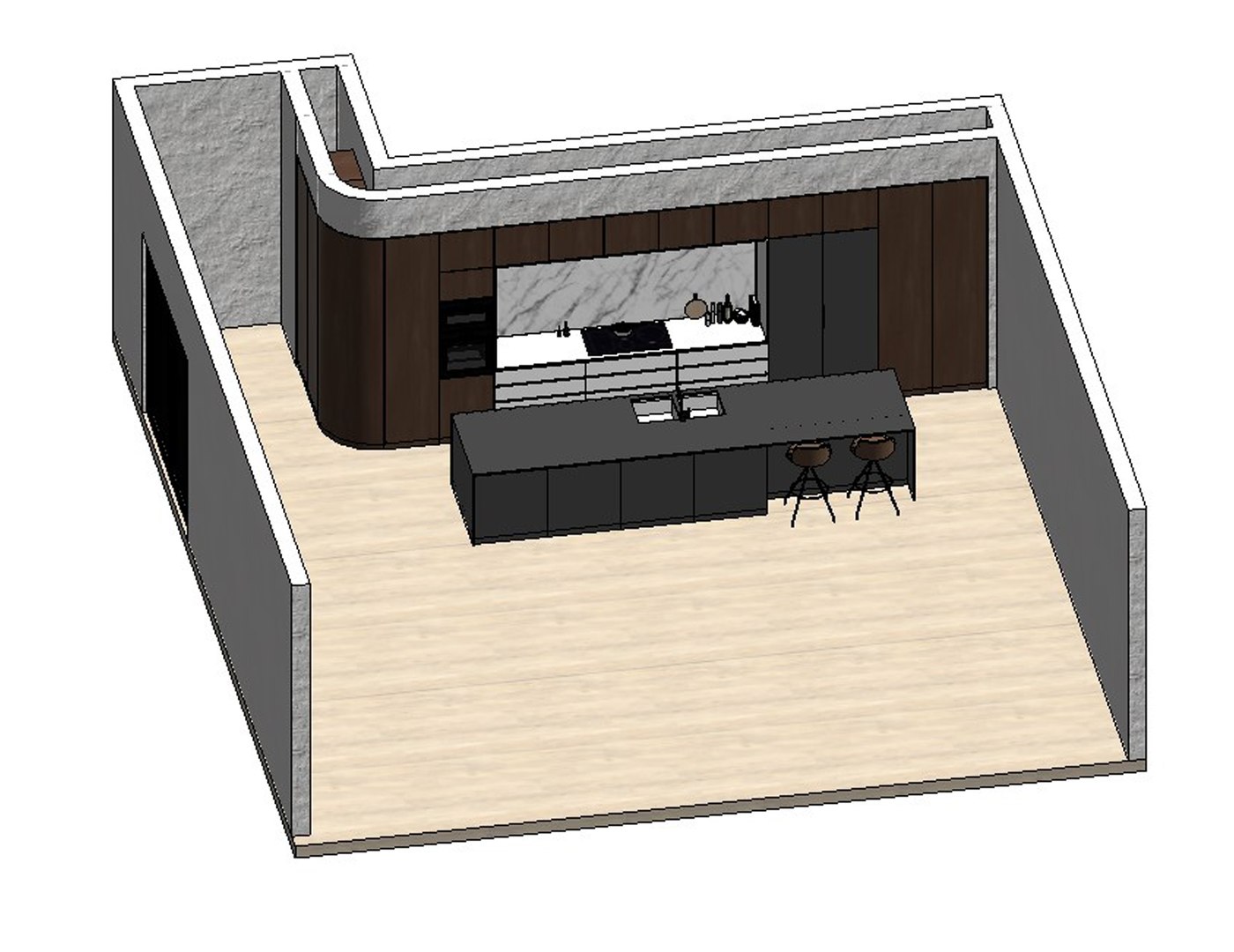 3D Modern Kitchen Collection Created In Revit Model - TurboSquid 2020814