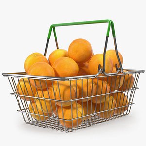 3D shopping basket filled grapefruits model