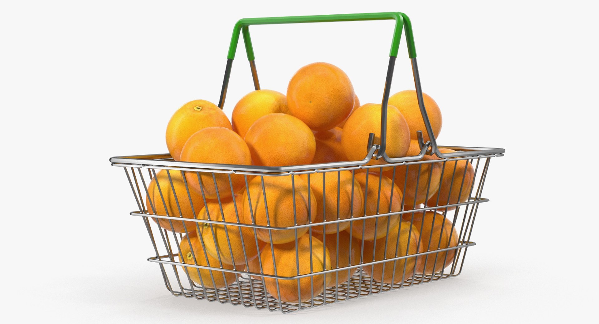 Shopping Basket Filled with Grapefruits 3D Model 3D model preview