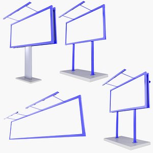 3D Wall Billboard and Billboard Poles v3 model