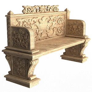 3D Stone Bench 04 model