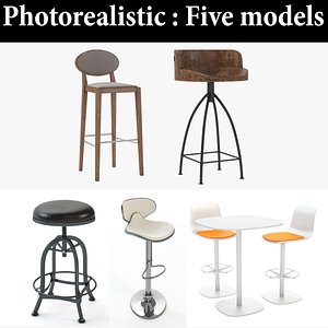 stool bar realistic 3D model