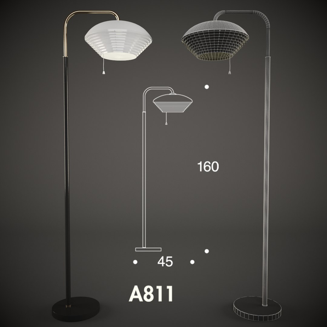 3d Model Artek Floor Lamp A811