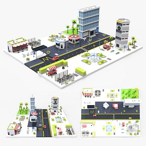 3D model Cartoon City Restaurants And Coffee