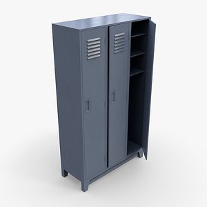3D PBR School Gym Locker 08 - Grey