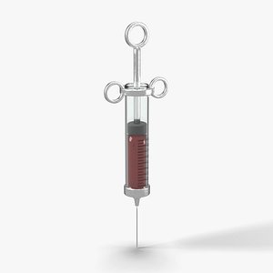Antique Glass Syringe with Blood - Horror Medical Prop