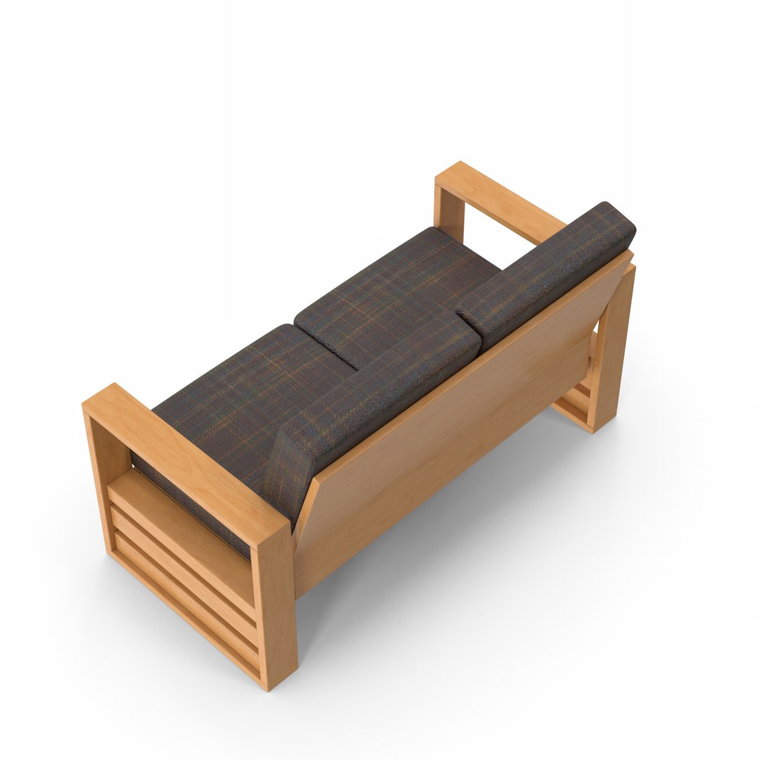 3D Wooden Double Chair - TurboSquid 1859093