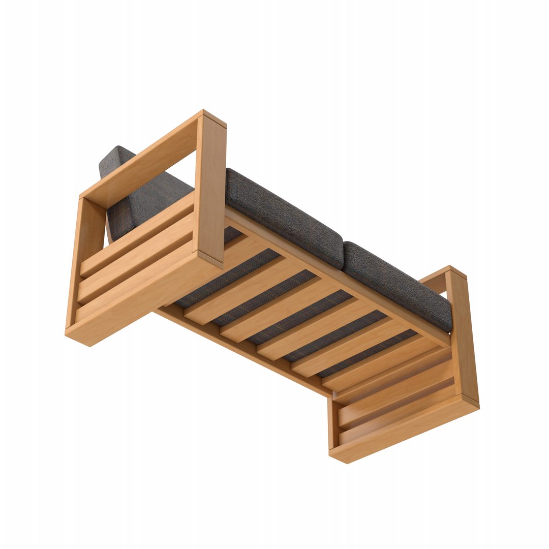 3D Wooden Double Chair - TurboSquid 1859093