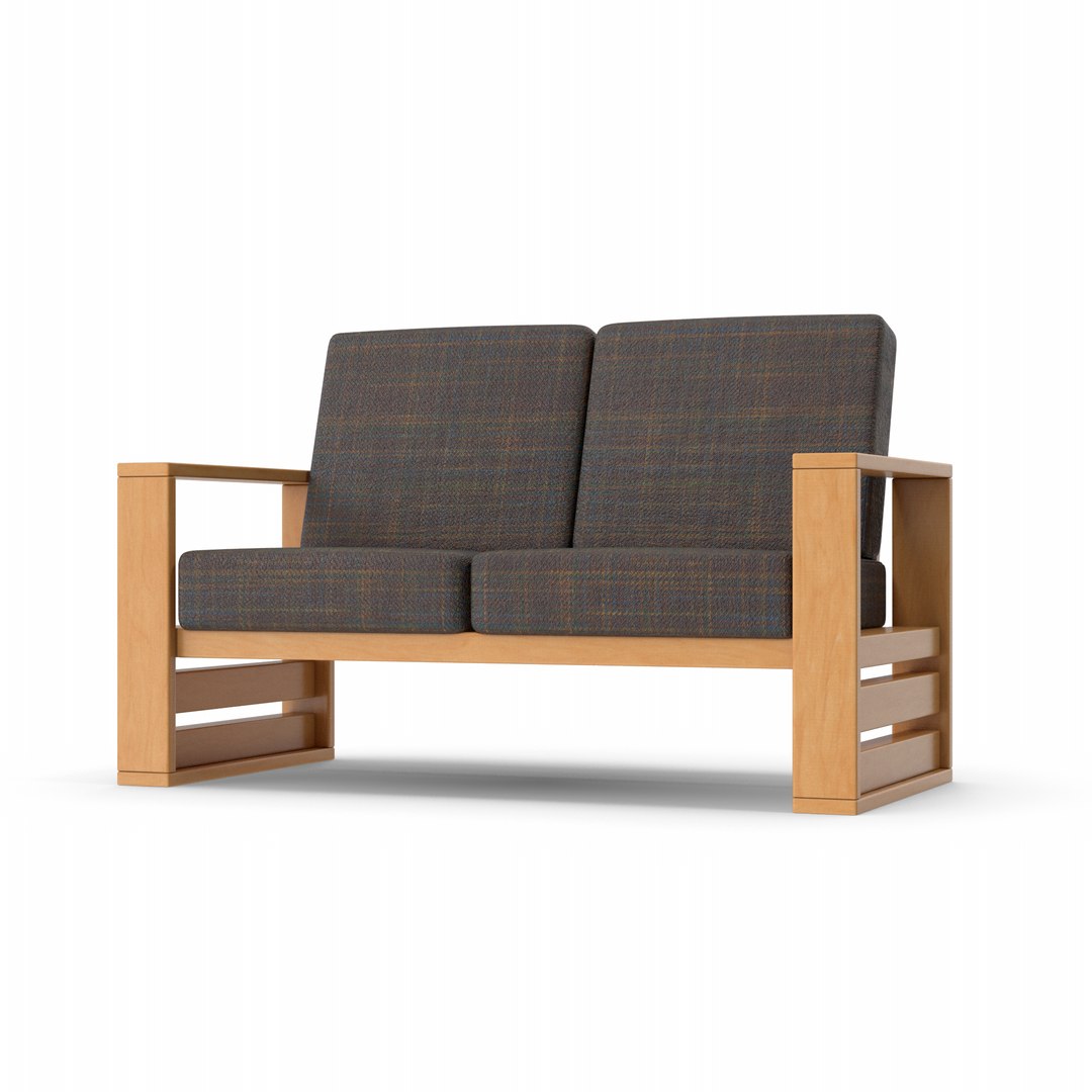 3D Wooden Double Chair - TurboSquid 1859093