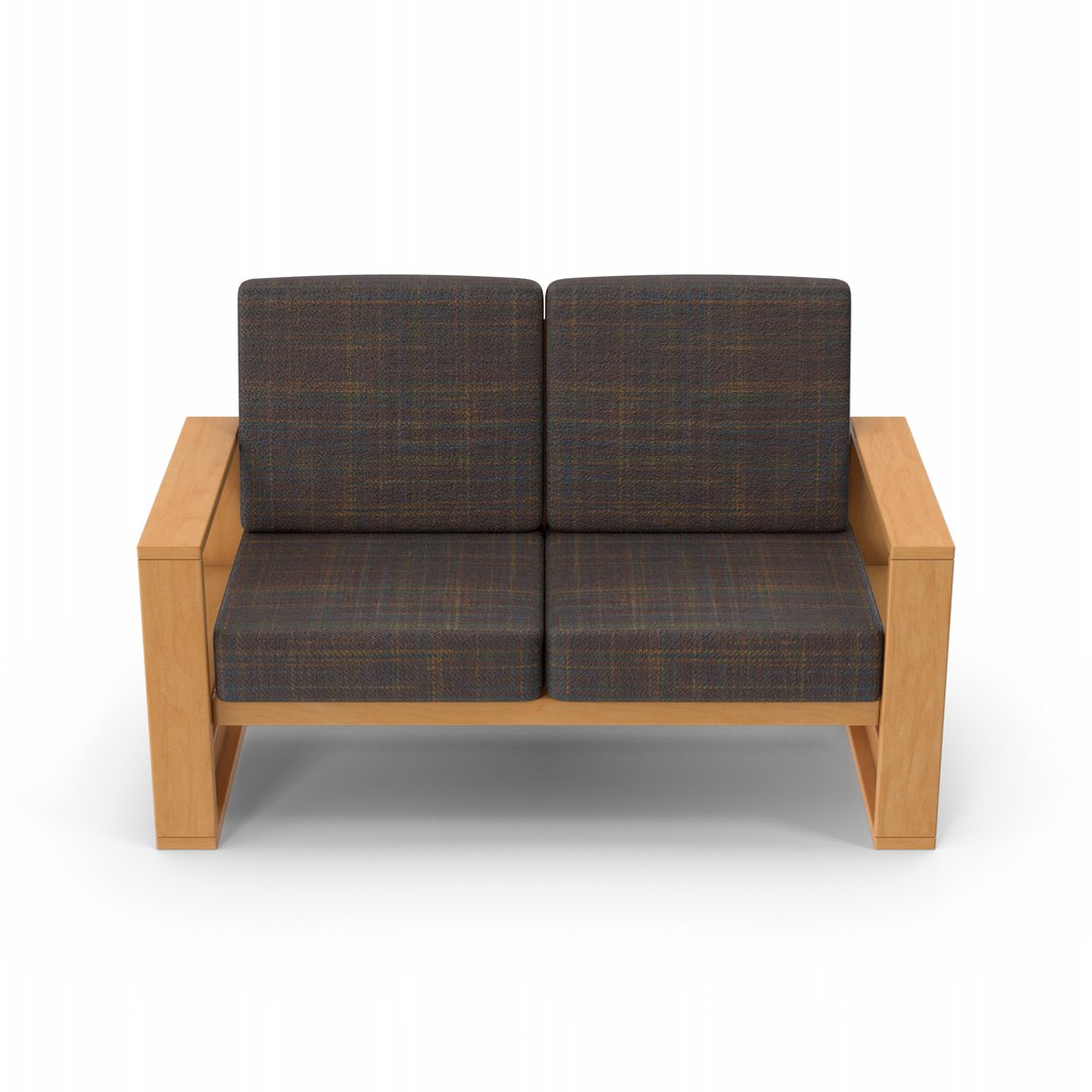 3D Wooden Double Chair - TurboSquid 1859093