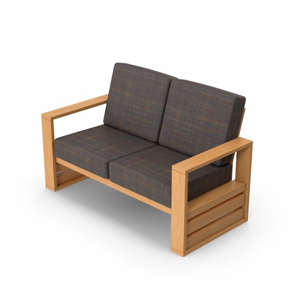 3D Wooden Double Chair - TurboSquid 1859093
